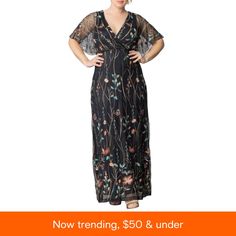 in stock Embroidered V-neck Maxi Dress For Evening, Fitted Floral Embroidered Maxi Dress For Gala, Chic Floral Embroidery Maxi Dress For Evening, Chic Evening Maxi Dress With Floral Embroidery, Fitted Floral Embroidered Maxi Dress For Evening, Embroidered V-neck Evening Dress, Chic Embroidered Evening Maxi Dress, Embroidered Floor-length Maxi Dress For Evening, Chic Embroidered Party Maxi Dress