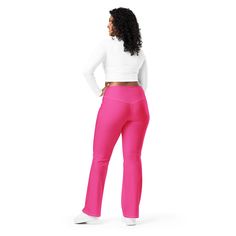 Designed to enhance your figure, these trendy leggings feature a high waist and a butt-lifting cut. The flared leg bottoms add a touch of style and make the leggings comfortable. Wear them on a walk, to the gym, or style them up with a bomber jacket or hoodie. • 74% recycled polyester, 26% elastane • Fabric weight (may vary by 5%): 7.37 oz./yd.² (250 g/m²) • Soft and stretchy premium quality fabric with a mild compression feel • Moisture-wicking fabric • UPF 50+ protection • High-waisted with a Stretch Flare Activewear In Elastane, Casual Stretch Elastane Flares, Trendy Full-length Elastane Flares, Trendy Fitted Straight Leg Leggings, Trendy Flare Stretch Yoga Pants, Chic 4-way Stretch Leggings, Flare Activewear In Elastane, Trendy Flare Yoga Pants With High Stretch, Trendy Flare Elastane Yoga Pants