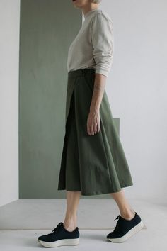 Minimalistic Khaki Midi Cotton and Lyocell Wrap Skirt TWILL - Etsy Cotton Midi-length Bottoms For Work, Cotton Midi Bottoms For Work, Cotton Midi-length Workwear Bottoms, Cotton Midi Skirt For Fall, Fall Cotton Midi Bottoms, Asymmetrical Cotton Wrap Skirt For Workwear, Cotton Wrap Skirt For Work, Spring Wrap Skirt For Work, Versatile Cotton Skirt For Work