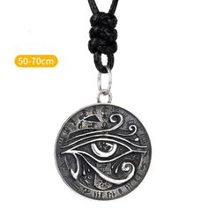 Be mesmerized by the intricacy of this Eye Of Horus Silver Pendant Necklace! Crafted with utmost precision, this gorgeous adornment is beautifully engineered from silver with a width of 50-70 cm. DETAILSMaterial: SilverWidth: 50-70 cm Symbolic Silver Alloy Jewelry, Nickel Free Round Alloy Necklace, Nickel-free Round Alloy Necklace, Stainless Steel Round Amulet Jewelry, Antique Silver Symbolic Jewelry With Large Pendant, Engraved Metal Round Pendant Jewelry, Silver Medallion Chain Necklace With Engraving, Silver Medallion Necklace With Etched Details, Silver Medallion Chain Necklace With Engraved Detail