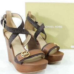 Nib Michael Kors Heels Brown Size 8m Chic Brown Michael Kors Sandals, Michael Kors Brown Elegant Heels, Chic Michael Kors Brown Heels, Elegant Michael Kors Brown Heels, Chic Brown Michael Kors Heels, Elegant Brown Michael Kors Heels, Michael Kors Brown Platform Sandals, Michael Kors Brown Wedge Heel Sandals, Michael Kors Brown Sandals With Branded Heel