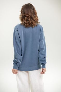 Crewneck Sweatshirt – BECASA Organic Cotton Sweats For Everyday Fall Wear, Everyday Organic Cotton Sweats For Fall, Everyday Fall Sweats In Organic Cotton, Blue Long Sleeve Sweats For Everyday, Oversized French Terry Crew Sweater, Comfortable Relaxed Fit Hoodie For Everyday, Casual Long Sleeve Sweats In Organic Cotton, Soft-washed Crew Neck Sweater In French Terry, Soft-washed French Terry Crew Sweater