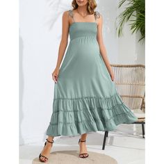 Elevate your maternity wardrobe with the WhizMax Sleeveless Maternity Dress, a perfect blend of style and comfort for any expectant mother. This flowy maxi dress features a delicate sage green hue and is crafted to flatter your figure at every stage of pregnancy and beyond.

- Material: Lightweight and breathable fabric
- Color: Sage Green
- Size: XXL
- Gender: Female
- Features: Spaghetti straps, smocked bodice, tiered design

Ideal for baby showers, photoshoots, or casual outings, this versati Summer Maternity Smock Dress, Casual Maternity Dress With Smocked Bodice, Summer Maternity Dress With Smocked Back, Casual Summer Maternity Smocked Dress, Summer Maternity Dress With Smocked Bodice, Summer Maternity Smocked Dress, Casual Summer Maternity Dress With Ruched Details, Summer Flowy Maternity Dress With Smocked Back, Summer Casual Maxi Dress