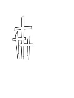 a black and white drawing of a cross