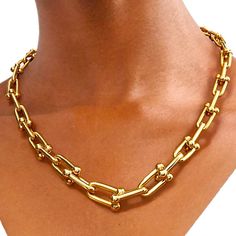 New. Hardware Bold Graduated Chain Of Gauge Links U Shaped Necklace. Perfect For Everyday Wear If You Love Fashion Luxury . High Quality Jewelry . 18k Gold Plated And Stainless Steel. Water Resistant. Does Not Tarnish. Unisex. 17 Inches Long And Adjustable To Any Shorter Length. Cheap Artisan Gold Necklaces, Cheap Tarnish Resistant Link Jewelry, Cheap Metal Link Jewelry, Gold Alloy Chunky Chain Necklace, Gold-tone Chunky Chain Necklace With Oval Links, Gold-tone Chunky Chain Necklace With Rectangular Links, Luxury Gold-plated Chunky Chain Necklace, Luxury Gold-tone Chunky Chain Necklace, Chunky Gold Necklace