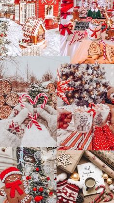 a collage of pictures with gingerbreads, cookies and other holiday treats on them