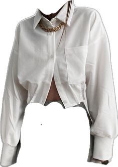 White Fitted Cropped Shirt For Fall, White Collared Blouse With Pockets, White Cropped Collared Shirt For Spring, White Cropped Shirt With Collar For Spring, Trendy White Blouse With Pockets, White Collared Blouse In Relaxed Fit, White Long Sleeve Cropped Shirt For Fall, Chic White Cropped Shirt For Fall, White Fitted Tops With Pockets