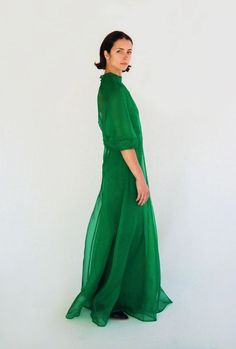 Meiere Gown – Kamperett Formal Silk Maxi Dress With Sheer Sleeves, Silk Floor-length Dress With Sheer Sleeves, Floor-length Silk Dress With Sheer Sleeves, Formal Silk Chiffon Maxi Dress With Sheer Sleeves, Fitted Silk Chiffon Maxi Gown, Fitted Silk Gown With Sheer Details, Fitted Sheer Silk Gown, Green Sheer Dresses For Formal Occasions, Fitted Green Silk Dress For Wedding