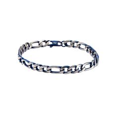 This bracelet offers contemporary style for men, and is perfect for those who appreciate a simple, yet striking urban aesthetic. This bracelet offers contemporary style for men, and is perfect for those who appreciate a simple, yet striking urban aesthetic.Click on this JEWELRY & WATCHES GUIDE to learn about fit, styles, materials and more! Chain type: figaro Chain width: 2.3 mm Length: 8 in. Metal: stainless steel Plating: blue ion plated Finish: polished Packaging: boxed Please note, due to th Modern Cuban Link Bracelet, Modern Cuban Link Bracelet With Stainless Steel Clasp, Modern Adjustable Cuban Link Bracelet For Everyday Wear, Modern Adjustable Cuban Link Bracelet For Everyday, Modern Hypoallergenic Chain Link Bracelets, Urban Aesthetic, Figaro Chains, Figaro Chain, Style For Men