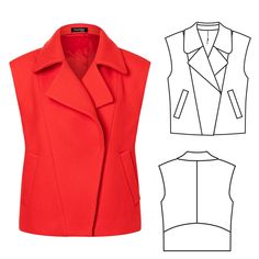 an image of a woman's jacket and top sewing pattern on a white background