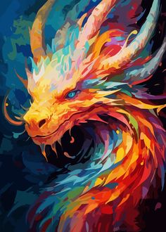 Dragon Abstract Art Watercolor Painting Metal Poster - An illustration of a dragon in an abstract art watercolor painting art style. Easy Dragon Painting, Dragon Painting Acrylic Easy, Dragon Abstract, Colorful Animal Paintings, Dragon Painting, Abstract Art Watercolor, Modern Art Canvas Painting, Painting Metal, Creatures Art