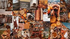 a collage with many different pictures and things to see in the image, including pumpkins