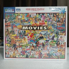 a jigsaw puzzle with the words movies on it