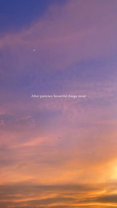 an airplane flying in the sky with a sunset behind it and a quote written below that reads after distance, beautiful things await