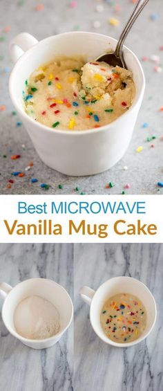 the best microwave vanilla mug cake recipe is made with only 3 ingredients and it's ready to be eaten