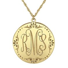 Metal: Sterling silver, 24K yellow or rose gold over silverClosure: Spring-ringDimensions: 18" long rope chainPendant Size: 23mmPersonalization: Up to 3 initials. Initials will appear exactly as entered; center initial will be enlarged.Care: Wipe CleanCountry of Origin: USJewelry photos are enlarged to show detail. Disclaimer: Metal may be rhodium plated to enhance appearance and reduce tarnishing. Monogram Medallion Jewelry For Gift, Monogrammed Medallion Jewelry For Gift, Gold Round Locket Necklace For Mother's Day, Monogram Medallion Necklace For Anniversary, Gold Personalized Round Locket Necklace, Personalized Gold Round Locket Necklace, Personalized Round Gold Locket Necklace, Anniversary Monogram Medallion Necklace, Mother's Day Monogram Round Necklaces