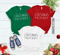 "Matching Family Shirts, Christmas Crew Shirt, Family Christmas Pajamas, Family Christmas Shirts, Christmas T Shirt, Toddler Christmas Shirt  Hi, Welcome to FashionxTee Our soft and comfortable shirts are printed, pressed and shipped to you from our boutique. Enjoy your shopping!🛍️  ✔️Please make sure you check our size cards before you place your order. 📏 ✔️Please send me a message for all your questions and suggestions. It is my pleasure to assist you! **Group t-shirts are not sold as a set. They are sold separately. HOW TO ORDER SHIRT  1-) Please, Check and Review all Photos. 2-) From the drop-down menus, choose your T-shirt size and color. 3-) Select the quantity that you want. 4-) Click \"ADD TO CART\". And, you can go back to add more product color for your family members or You ca Christmas Pajamas Family, Toddler Christmas Shirt, Matching Family Shirts, Christmas T Shirt Design, Family Shirts Matching, Unique Fits, Family Christmas Pajamas, Matching Tees, Toddler Christmas