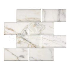 Calacatta Gold Italian Premium Marble 3X6 Deep - Beveled Polished - Honed - SurfacesGalorePolished Tile Options, Versailles Pattern, Absolute Black Granite, Countertops Bathroom, Calacatta Gold Marble, Bathroom Floors, Luxury Tile, French Pattern, Travertine Marble