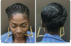 Braids with back knot/bun Natural Hair Ideas, Twisted Hair, Protective Hairstyles For Natural Hair, Afrikaanse Mode, Flat Twist, Natural Hair Updo