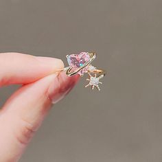 Pink Heart Rings, Moonstone Rings, Ring Model, Luxury Ring, Female Jewelry, Gold Heart Ring, Princess Ring, Ringe Gold, Ring Fashion