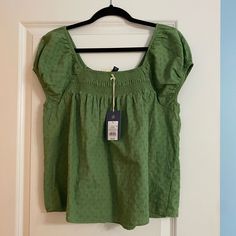 Universal Thread Smocked Short Sleeve Green Shirt Size Small & Xx Large I Have Two Of These In Two Different Sizes New With Tags. Never Worn Material And Care Tags Are In The Photos Embroidery Cinch Sleeve Flowy Top 100% Cotton Stitching Details Loose Fitting Please Feel Free To Reach Out To Me With Any Questions Or Offers Green Summer Blouse With Smocked Cuffs, Summer Green Blouse With Smocked Cuffs, Green Puff Sleeve Smocked Top, Casual Cotton Smocked Top, Casual Stretch Smocked Blouse, Casual Stretch Smock Blouse, Casual Cotton Smocked Top With Stretch, Casual Smocked Top With Relaxed Fit, Casual Smocked Top For Daywear