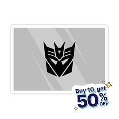 a sticker with an image of a transformer head