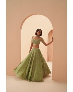 Jade Lehenga | Green Lehenga | Parul Gandhi – B Anu Designs Jade Lehenga, Lehenga Green, Wedding Bride Dress, Chikankari Lehenga, Indian Wedding Bride, Indian Bridal Lehenga, Green Lehenga, Bridal Lehenga Red, Haldi Ceremony