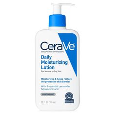 Developed with dermatologists, CeraVe Daily Moisturizing Lotion has a unique, lightweight formula that provides 24-hour hydration and helps restore the protective skin barrier with three essential ceramides (1,3,6-II). The formula also contains hyaluronic acid to help retain skin’s natural moisture. Holds National Eczema Association (NEA) Seal of Acceptance. SUITABLE FOR: Normal to dry skin, including sensitive skin, as a body lotion, face moisturizer, and/or hand lotion. Unisex NEW PACKAGING - Cerave Daily Moisturizing Lotion, Cera Ve, Cerave Moisturizing Lotion, Dry Skin Body Lotion, Daily Moisturizing Lotion, Best Lotion