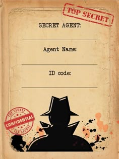 the secret agent id card has been placed on top of an old, worn - out paper