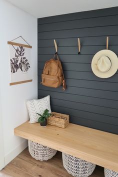 The Shiplap is Cracked Pepper by Behr Mudroom Decor, Mudroom Design, Mudroom Bench, Home Design Decor, Mud Room, Entry Way, Forever Home, 인테리어 디자인, Where The Heart Is