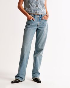 Embrace the nostalgia of the 90s with Abercrombie & Fitch's Women's Low Rise Baggy Jeans in Medium Tinted. Perfect for those who love a retro vibe, these jeans are a must-have for your casual wardrobe.

- Size: 30 SHORT
- Color: Medium Tinted
- Material: Pocket Bag - Polyester, Cotton Blend
- Gender: Female
- Fit: Low rise, 8.5” rise; relaxed at waist and hips; baggy, full-length leg
- Fabric: Vintage stretch for comfort and an authentic look

These jeans offer a versatile baggy fit that can be Low Rise Baggy Jeans, Black Trench Coat, Baggy Jean, Abercrombie Jeans, 90s Baggy, Random Fashion, Women's Bottoms, Abercrombie And Fitch Jeans, Belt Black