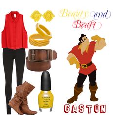 the beauty and the beast costume is shown with boots, bracelets, and other accessories