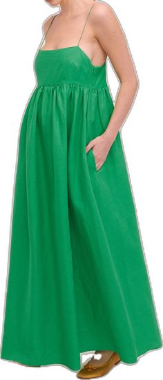 Luna Linen Empire Maxi Dress | MARISSA WEBB Green Midi Dress With Elastic Waistband For Summer, Flowy Maxi Skirt With Long Inseam For Spring, Elegant Maxi Dress With Pockets, Spring Pleated Waist Flowy Maxi Dress, Maxi Length Dress With Elastic Waistband, Spring Flowy Skirt Maxi Dress With Pleated Waist, Spring Flowy Maxi Dress With Pleated Waist, Solid Color Maxi Dress With Elastic Waistband, Linen Maxi Skirt For Spring