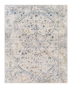 an area rug with blue, yellow and white colors