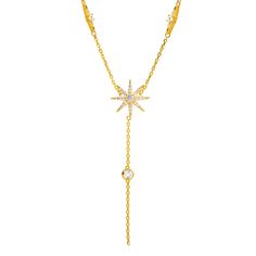 Unveil the magic of the stars with our Stellar Radiance Gold & Diamond Necklace, a piece that captures celestial beauty and spiritual elegance. Crafted from high-quality 18K gold plated on sterling silver, this necklace features a captivating star pendant adorned with sparkling diamonds. The unique design is enhanced by a delicate chain with additional diamonds cascading from the pendant, adding an extra touch of brilliance. These diamond accents along the chain make this necklace truly stand ou Ethereal Gold Pendant Jewelry, Ethereal Gold Pendant Necklace, Celestial Yellow Gold Jewelry With Adjustable Chain, Celestial Style Yellow Gold Jewelry With Adjustable Chain, Mystical Gold Pendant Necklace, Elegant Star-shaped Clavicle Necklace, Spiritual Yellow Gold Necklace With Star Charm, Gold Wedding Jewelry With Star Charm, Celestial Yellow Gold Plated Necklaces