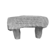 a stone bench with a poem written on the top and bottom, sitting in front of a white background