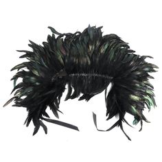 Bring out your flair for the dramatic with this Victorian-inspired feather capelet. This versatile accessory can go with any theme from opera elegance to raucous burlesque. Approximately 22-25 inches in length (will vary). Feathered Costume Hats And Headpieces For Halloween, Feathered Hats And Headpieces For Halloween Costume Party, Feathered Halloween Party Costume Accessories, Feathered Evening Headpieces For Carnival, Black Flapper Costume Accessories For Costume Party, Halloween Costume Hats And Headpieces With Feathers, Black Flapper Accessories For Costume Party, Evening Carnival Headpieces With Feathers, Halloween Costume Party Hats And Headpieces With Feathers