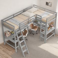 With clean lines and a sleek design, this loft bed will suit all styles of home decor and complement your bedroom. There are 2 built-in desk under the bed, and you can use the space under the bed to create a study or gaming area. L Shape Loft Bed, Kids Bed Frame, Bed With Ladder, Gaming Area, Loft Beds, Kids Bed, Bed Desk, Built In Desk, L Shaped Desk