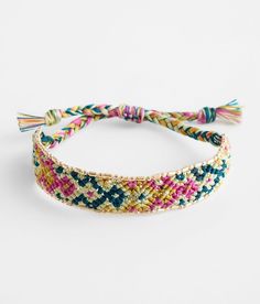 "BKE Braided Slider Bracelet - Pink/Green/Gold , Women's Goldmulti Beaded trim bracelet Measures up to 3" in diameter. Apparel & Accessories" Beaded Friendship Bracelets, Bracelet Stuff, Cute Friendship Bracelets, Friendship Bracelets With Beads, Friendship Bracelets Designs, Jewelry Bracelets Gold, Bracelet Ideas, Beaded Trim, Pink Bracelet