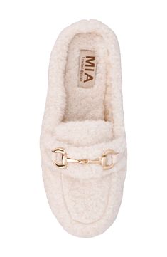 Polished bit hardware emphasizes the loafer-inspired style of this soft and cozy faux-shearling slipper. Synthetic faux-shearling upper and lining/synthetic sole Imported House Slippers Womens, Slippers Womens, Shearling Slippers, Bedroom Slippers, House Slippers, Cooler Weather, Cozy Christmas, Womens Slippers, Christmas List