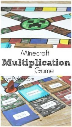 a board game with the words, minecraft multiplication game on it