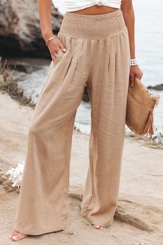 F00170121-402 Florida Spring Outfits, Beige Outfits, Hawaii Outfits, Amazon Clothes, Loose Trousers, Wide Leg Linen Pants, Linen Style, Skirt Long, Summer Inspo