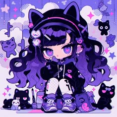 Kuromi Wallpaper Purple, Aesthetic Pfp Pics, Goth Kawaii Art, Kuromi Girl, Kuromi Anime, Desain Quilling, Images Kawaii