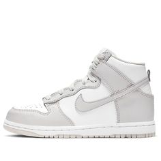 Kids Nike Dunk High PS 'Vast Grey' White/Vast Grey/White Sneakers/Shoes Gray Nike Shoes, White Sneakers Shoes, Shoes Png, Shoes For School, Play Basketball, White Nike Shoes, Dr Shoes, All Nike Shoes, White Shoes Sneakers