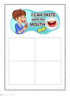 i can taste with my mouth worksheet for the kids to learn how to use it