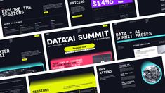 the data summit presentation is displayed in multiple different colors and sizes, including black and yellow