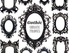 an ornate frame is shown with the words gothic in white letters and black trimmings