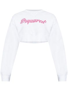 white cotton crew neck drop shoulder long sleeves logo print at the chest cropped straight hem Sweatshirt White, Fly Girl, Cropped Sweatshirt, Crop Sweatshirt, White Sweatshirt, Clothing For Women, Logo Print, Drop Shoulder, White Cotton