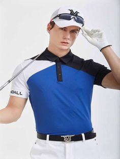 Composition : See detailed pageColor : blueCountry of Origin : Republic of Korea Blue Short Sleeve Golf T-shirt, Fitted Light Blue Short Sleeve Polo Shirt, Fitted Short Sleeve Golf T-shirt, Sporty Blue Golf Top, Blue Polo Collar Top For Golf, Blue Short Sleeve Sports Shirt, Blue Fitted T-shirt With Short Sleeves, Fitted Blue T-shirt With Short Sleeves, Blue Golf T-shirt With Short Sleeves