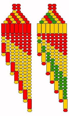 an array of colorful beads with red, yellow and green beads hanging from each bead